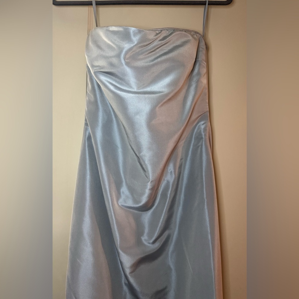 [Oscar de la Renta] Pink Label Silk Satin Strapless Gown Blue Gray Size 6 - Picture 10 of 11